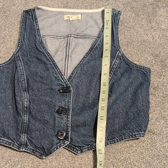 Madewell Denim Cropped Vest Size 4 - Picture 5 of 7